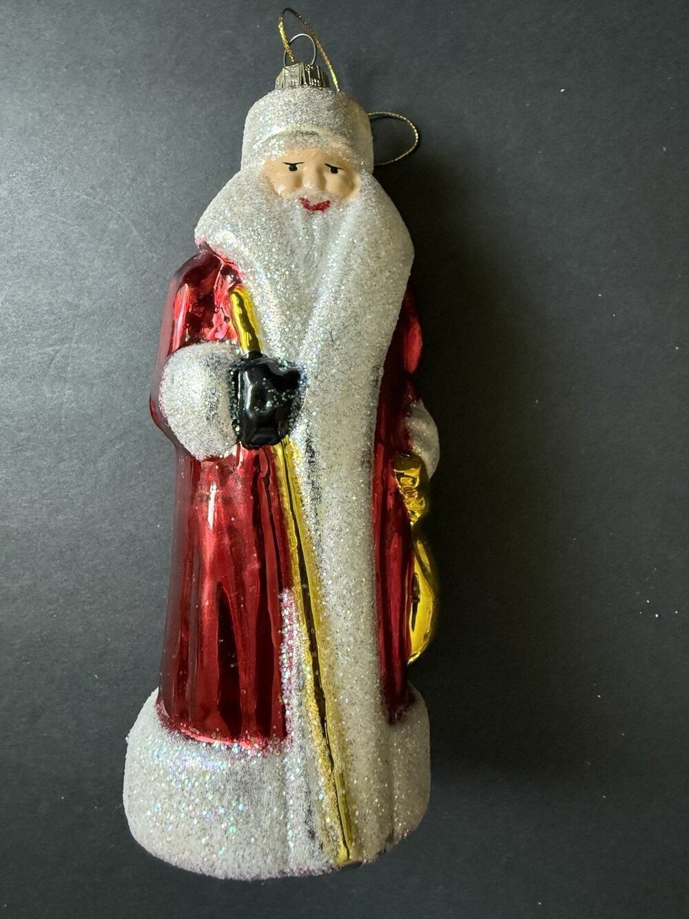 Vintage 1996 Large 7” Santas Best Hand Blown glass Christmas Ornament European